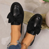 Pbong  New Women's Loafers Bow Decor Pointed Toe Low Heel Shoes for Women Leather Shallow Mouth Commuter Daily Casual Shoes