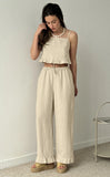 100% Cotton Ruffle Camisole And Loose Long Trouser Two Piece Set 2025 New Casual Summer Women Sets Homewear Sleepwear Pajamas