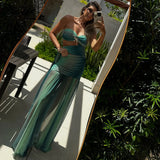2Pcs Hollow Swimsuit With Long Skirt Women Sexy Swimwear Female Bikini Cut Out Biquini Swim Suit Shiny Star Bodysuit Beachwear