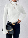 Autumn and Winter Sexy Texture Pit Stripe Slim Knit Long Sleeve Women's t-shirt New High Neck Women's Tops Casual Women's Tops