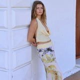 Sexy Long Skirt Two Piece Women's Set Backless Halter Top Slim Printed Elegant High Waist Skirt Summer Vacation Dress Set