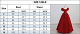Pbong  Burgundy Square Collar A-LINE Evening Dresses Puffy Sleeves Long Prom Dresses Elegant Beading Decoration Party Dresses