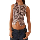 Women Tank Tops y2k Clothing Summer Solid Color Round Neck Sleeveless Button Down T Shirts Vest 2000s Aesthetic Clothes