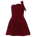 Pbong  Sexy Backless Bow Strapless Dresses Summer Women's Dress New Skinny Solid Color Sleeveless Sparkling Mini Dress Woman Clothing