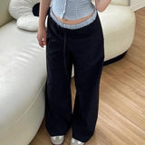 Pbong  Fashion Pants Women y2k Plaid Patchwork Elastic Waist Wide Leg Loose Trousers Sweatpants 2000s Clothing Streetwear