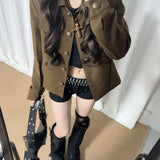 Women Jackets Stand Necl Print Single Breasted Outwear 2000s Ropa Mujer Casual Fashion Korean Coats Harajuku Y2k Tops