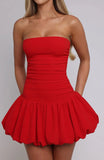 Pbong  American women's patchwork backless slimming flower bud lantern puffy skirt pure desire style summer small skirt
