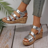 Pbong  New Summer Fashion Wedge Sandals for Women Gold Silver Roman Style Peep Toe Platform Sandalias Mujer Thick Bottom Beach Shoes