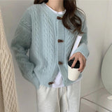 Cable Knit Cardigan with Toggles Round Neck Button-down Sweater Jacket for Women Autumn Winter Cosy Warm Knitwear Vintage Outfit