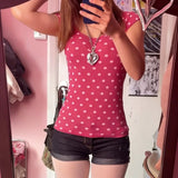 Pbong  Y2k Clothes T Shirt For Women Japanese Style Polka Dot Spring Summer Ropa De Mujer Vintage Versatile Short Tees