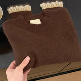 Pbong  Korean Style round Neck Loose Women's Sweater Soft Cozy New Arrival Summer to Winter Outerwear Comfortable Lazy Style Shirt