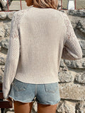 Women's Solid Color Long Sleeve Knitted Sweater Hollow out Design Spring Summer Fashionable Comfortable Knitwear