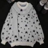 Y2k American Vintage Loose Print Sweaters 2000s Casual Subculture Winter New Warm Tops Harajuku Streetwear Punk Pullover Chic