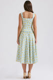 Summer Floral Print 2 Piece Dress Set 2024 Casual Elegant and Beautiful Women Dresss Midi Party Holiday Dress Sets