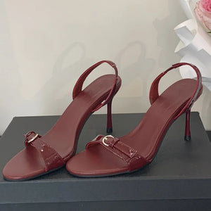 Pbong  Summer Fashion Open Toe Sandals Women Thin Low Heel Gladiator Narrow Band Party Shoes