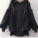 Pbong  Loose Thin Hoodie Sweatshirt for Women 300 Pounds Spring Autumn Korean Style plus Size Student BF Open Cardigan Jacket Ins