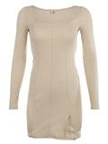 Ribbed Knitted Long Sleeve Dress