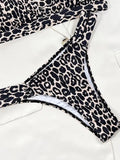 Halter String Leopard Two Piece Bikini Swimsuit Women Sexy Swimwear Female Bather Bathing Swimming Swim Suit Beachwear