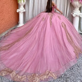 Pbong  Customized Girls Birthday Dress Pink Princess Quinceanera Dress Lace Appliqued Sweetheart Dress For Sweet 16 Luxury Formal Gowns