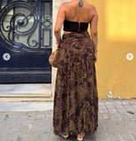 Vintage Paisley Maxi Skirts for Women Chiffon Printed A-line Boho Beach Wear Long Skirt Vacation Style Summer Ladies Faldas