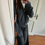 Simple American High Street Vintage Popular Women Coats Y2k Aesthetic Harajuku Solid Slim Casual Clothing Punk Loose Hoodies