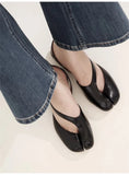 Pbong  Luxury Tabi Flat Sandals Women Summer Patent Split Toe Slingbacks Ballet Shoes Brand Designer Banquet Wedding Sandalias