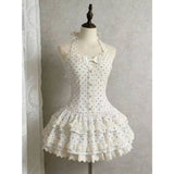 Japanese Gothic Style Striped Bow Lolita Dress Women Lace Slim Bandage Shirt Dresses Y2k Aesthetics Party Mini Dresses Design