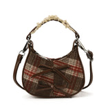 Pbong  Mini Fashion Shoulder Bag Urban Simple Style Faux Fur Underarm Butterfly Knot Handbag Stylish All-Match Small Dumpling Shape