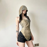 Fairy Grunge Sleeveless Holes Tank Top Hot Sexy Backless Irregular Hem Hoodies Tops Cyber Y2K Streetwear E-girl Vests