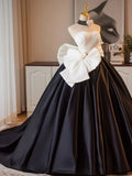 Pbong  Elegant Black Hepburn Style Evening Gown for Brides High Waist Puffy Skirt Wedding Photography Shoots Korean Style Long Dress
