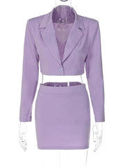 Women Long Sleeve Tops Blazers Coats Mini Skirt Two Piece Sets Fall Business Outfits Formal Suits Autumn Clothes