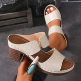 Pbong  Women Summer Lightweight Hollow Sandals High Heels New Dress Chunky Open Toe Slippers Female Casual Slingback Slides Shoes