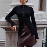 Pbong  New Winter Fashion New Women's Elegant Tight Fitting Single Breasted Cardigan Sweater Slim Fit Inner Layer Warm Sweaterc