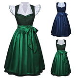 Women Dirndl Dress For Medieval Style German Oktoberfest Bavarian Dress and Top with Apron Costume Halloween Dress for Female