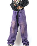 Y2k Purple Colored Baggy Jeans Women Wide leg Oversize Cargo Pants Harajuku Korean Fashion Streetwear Trousers Japanese 2000s