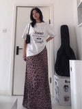 Leopard Print Long Skirt Women Summer Vintage Sexy High Waist Slim Elegant Trumpet Skirt Female High Street Chic