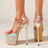 Summer Fashion Transparent Sandals Sexy Open Toe 17CM High Heels Party Dress Wedding Nightclub Women Platform Shoes
