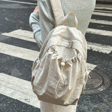 Women's Drawstring Ruched Lightweight Backpack Minimalist Casual Aesthetic Daily Simple Solid Color School Bag New Trend