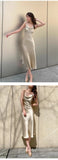 Women Satin Solid Color Swinging Collar Evening Dress Elegant Party Dresses New Summer Sexy Spaghetti Strap Backless Maxi Dress