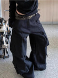 Pbong  Retro American Hip Hop Women's Casual Pants Straight Leg Long Trousers Autumn Winter New Style Loose Floor-Length Knife Edge