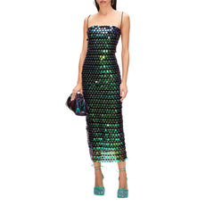Luxury Spaghetti Strap Sleeveless Sling Cocktail Dress Women Sequins Skinny Dresses Summer Backless Party Club Dress Streetwear