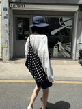 Pbong  Black White Polka Dot Commuting Large Capacity Tote Bag for Women New Casual Versatile Crossbody Shoulder Bags