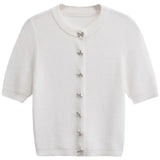 Pbong  Women's Knitted Jaet  Knot Button round Ne ort Sve Cardigan Commute Sle Autumn Season Regular Le...