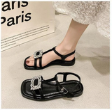 Pbong  Summer Gladiator Women Sandals Fashion Elegant Narrow Band Open Toe Shoes Ladies Comfort Flats Beach Sandalias Slides Shoes
