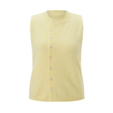 Pbong  Women Sweater Vest Elegant Front Button Round Neck Cardigan Crop Tops Chic Fashion Tank Tops Casual Streetwear