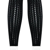 Pbong  American Sexy Perspective Jumpsuit Women Fashionable Hollow Knitted Striped Long Sleeved Jumpsuit Bar Nightclub One Piece Pants