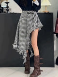 Pbong  Sexy Irregular Y2K Long Skirt Women Slim High Waist Streetwear Skirts Vintage Korean Design Harajuku Summer A Line Skirt