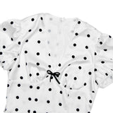 Pbong  Sexy V-neck Print Polka Dot Women Maxi Dress White Short Sleeve Lace Up Dress Summer Slim Elegant Party Evening Dress