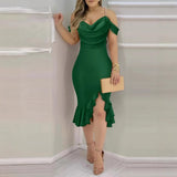 Sexy Bodycob Midi Dress Women Fashion Off The Shoulder Short Sleeve Pencil Black Party Dresses Elegant robe femme