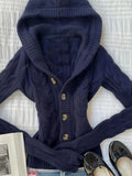 Korean Vintage Warm Knitted Autumn Winter Sweaters Simple High End Office Lady Punk Harajuku Cardigan Y2k 2000s Punk Jumper